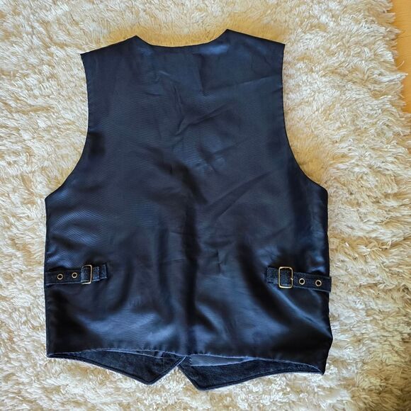 MARSH LANDING Petites Medium Unisex Womems Genuine Blue Leather Vest Western - Picture 3 of 10